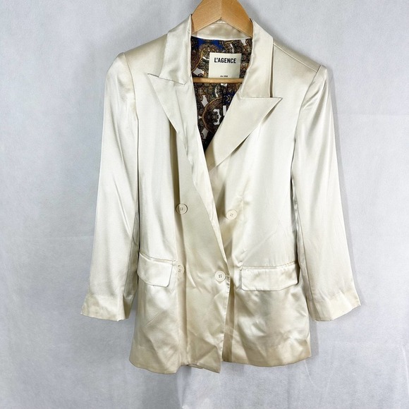 L'Agence Taryn Double Breasted Blazer Champagne Size 2 - Picture 1 of 14
